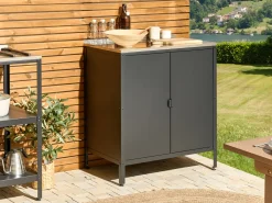 Beliani Ulkokeittiokaappi Teras 2 Ovea Musta Vilama Fashion