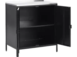 Beliani Ulkokeittiokaappi Teras 2 Ovea Musta Vilama Fashion