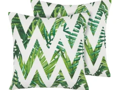 Beliani Ulkokoristetyyny Valkoinen/Vihrea 45 X 45 Cm 2 Kpl Brento Fashion