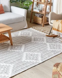 Beliani Ulkomatto Harmaa/Valkoinen 160 X 230 Cm Tabiat Online