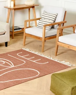 Beliani Ulkomatto Kangas Vaalea Punainen 140 X 200 Cm Yavu Cheap