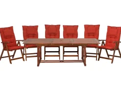 Beliani Ulkoruokailuryhma 6-Istuttava Akaasiapuinen Terrakotan Varisilla Pehmusteilla Toscana Shop