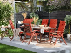 Beliani Ulkoruokailuryhma 6-Istuttava Akaasiapuinen Terrakotan Varisilla Pehmusteilla Toscana Shop