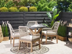 Beliani Ulkoruokaryhma Betoniefektilla 4-Istuttava Beige Pyorea Olbia Outlet