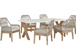 Beliani Ulkoruokaryhma 6-Isttuttava Valkobeige Olbia Hot