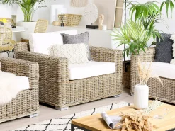 Beliani Ulkosohvasetti Rottinkinen Vaalea Ardea Cheap