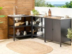 Beliani Ulkotiskiallas Teras 2 Hyllya Musta Vilama Flash Sale