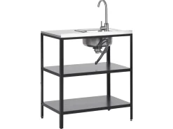 Beliani Ulkotiskiallas Teras 2 Hyllya Musta Vilama Flash Sale