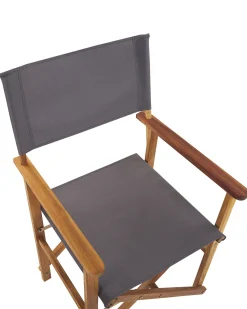 Beliani Vaalea Akaasiapuinen Puutarhatuoli Harmaalla Kankaalla 2 Kpl Cine Cheap