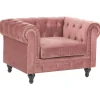 Beliani Vaaleanpunainen Samettiverhoiltu Nojatuoli Chesterfield Outlet