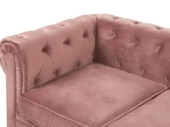 Beliani Vaaleanpunainen Samettiverhoiltu Sohvaryhma Chesterfield Discount