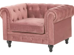 Beliani Vaaleanpunainen Samettiverhoiltu Sohvaryhma Chesterfield Discount