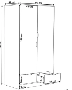 Beliani Vaatekaappi 2 Ovea 2 Laatikkoa Valkoinen Bremen Cheap
