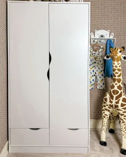 Beliani Vaatekaappi 2 Ovea 2 Laatikkoa Valkoinen Bremen Cheap