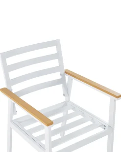 Beliani Valkoinen 4 Kpl Puutarhatuolisetti Beigeilla Tyynyilla Cavoli New