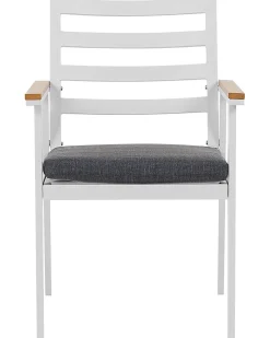 Beliani Valkoinen 4 Kpl Puutarhatuolisetti Tummanharmailla Tyynyilla Cavoli Cheap