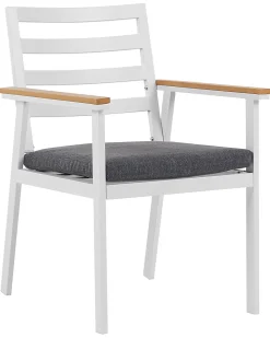 Beliani Valkoinen 4 Kpl Puutarhatuolisetti Tummanharmailla Tyynyilla Cavoli Cheap