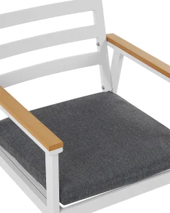 Beliani Valkoinen 4 Kpl Puutarhatuolisetti Tummanharmailla Tyynyilla Cavoli Cheap