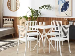 Beliani Valkoinen 4-Istuttava Ulkoruokailuryhma Sersale Fashion