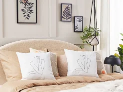 Beliani Valkoinen Koristetyyny Setti 2 Kpl 45 X 45 Cm Meadowfoam Fashion