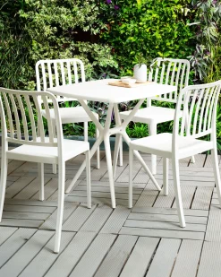 Beliani Valkoinen Puutarhatuoli 4 Kpl Sersale Cheap