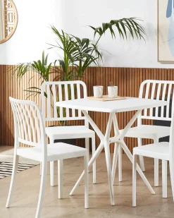 Beliani Valkoinen Puutarhatuoli 4 Kpl Sersale Cheap