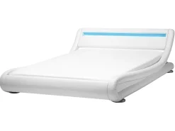 Beliani Vesisanky Keinonahka Led-Valo Valkoinen 160 X 200 Cm Avignon Outlet