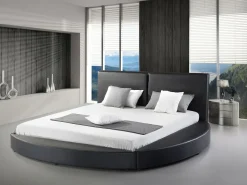 Beliani Vesisanky Nahka Pyorea Musta 180 X 200 Cm Laval Store