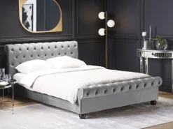 Beliani Vesisanky Sametti Vaaleanharmaa 180 X 200 Cm Avallon Hot