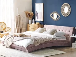 Beliani Vesisanky Sametti Vaaleanpunainen 160 X 200 Cm Lille Sale