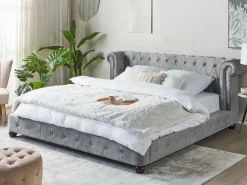 Beliani Vesisanky Sametti Vaaleanharmaa 180 X 200 Cm Cavaillon Fashion