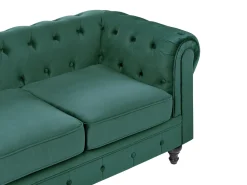 Beliani Vihrea Samettiverhoiltu Sohvaryhma Chesterfield Best