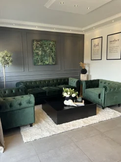 Beliani Vihrea Samettiverhoiltu Sohvaryhma Chesterfield Best