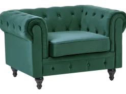 Beliani Vihrea Samettiverhoiltu Sohvaryhma Chesterfield Best