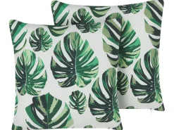 Beliani Vihrea Ulkotyynysetti Peikonlehtikuviolla 45 X 45 Cm 2 Kpl Pouliana New