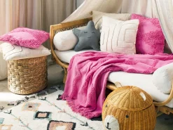 Beliani Viltti Puuvilla Vaaleanpunainen 125 X 150 Cm Khari Outlet