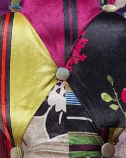 Beliani Violetti Kangasverhoiltu Nojatuoli Tilkkutakkikuviolla Chesterfield New