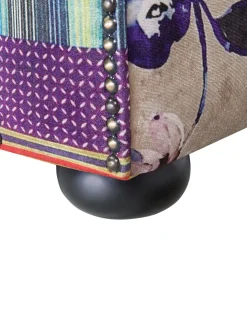 Beliani Violetti Kangasverhoiltu Nojatuoli Tilkkutakkikuviolla Chesterfield New