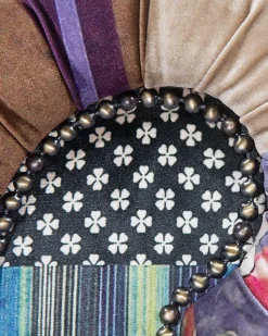 Beliani Violetti Kangasverhoiltu Nojatuoli Tilkkutakkikuviolla Chesterfield New