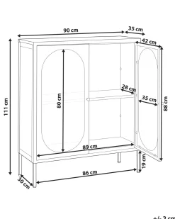 Beliani Vitriinikaappi Teras 2 Ovea 2 Hyllya Valkoinen Sarre Shop