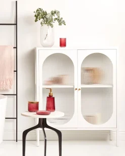 Beliani Vitriinikaappi Teras 2 Ovea 2 Hyllya Valkoinen Sarre Shop