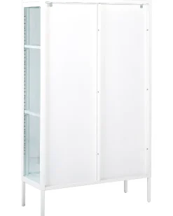 Beliani Vitriinikaappi Teras 2 Ovea 3 Hyllya Valkoinen Nash New