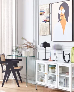 Beliani Vitriinikaappi Teras 3 Ovea 2 Hyllya Valkoinen Newport Flash Sale