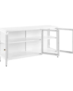 Beliani Vitriinikaappi Teras 3 Ovea 2 Hyllya Valkoinen Newport Flash Sale