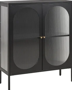 Beliani Vitriinikaappi Teras 2 Ovea 2 Hyllya Musta Sarre Best