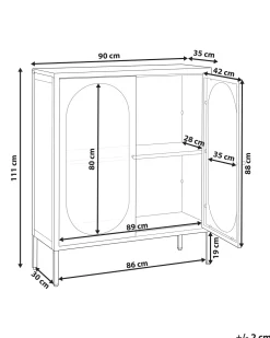 Beliani Vitriinikaappi Teras 2 Ovea 2 Hyllya Musta Sarre Best