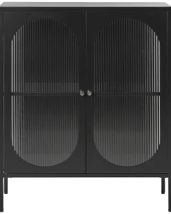 Beliani Vitriinikaappi Teras 2 Ovea 2 Hyllya Musta Sarre Best