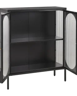 Beliani Vitriinikaappi Teras 2 Ovea 2 Hyllya Musta Sarre Best