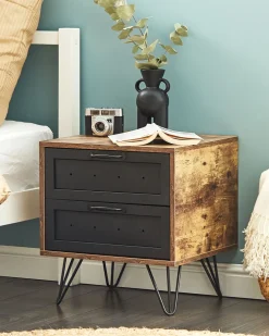 Beliani Yopoyta 2 Laatikkoa Tumma Puu/Musta Arkan Hot