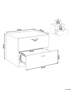 Beliani Yopoyta 2 Laatikkoa Vaalea Puu/Valkoinen Edison Shop